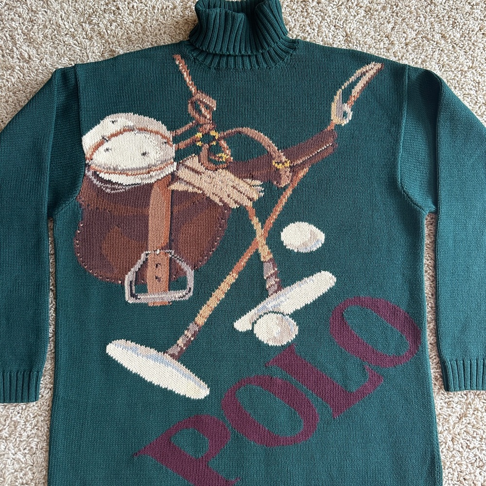 EXTREMELY RARE - 70s POLO RALPH LAUREN Equestrian Saddle/Clubs Knit Sweater